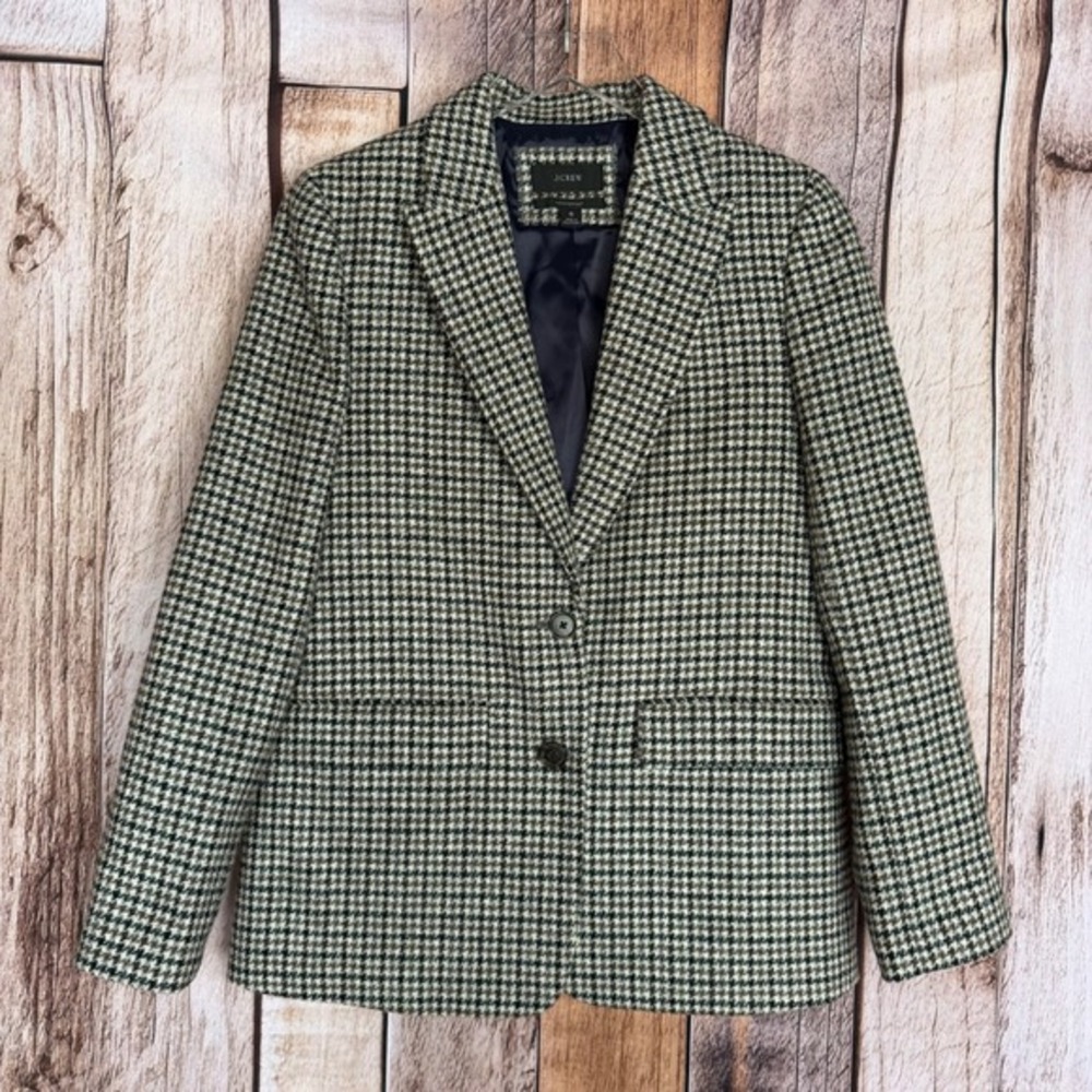 J.Crew Blazer Somerset Moon Wool Houndstooth Office Heritage Workwear Size 6